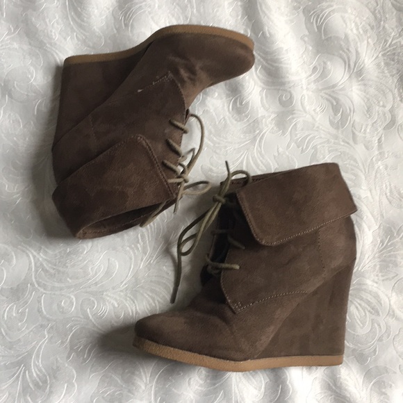 Mossimo Supply Co. Shoes - Taupe Mossimo Wedge Booties